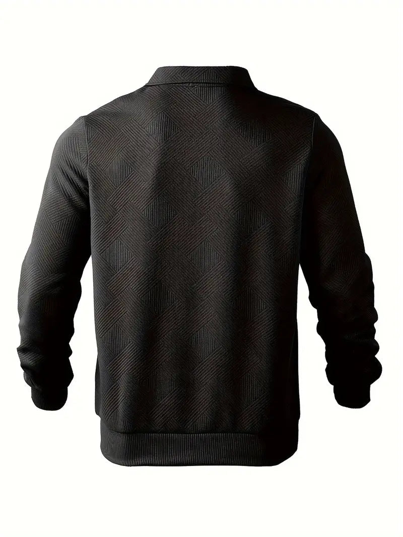 Vintage Geometric Design Sweater With Zipper